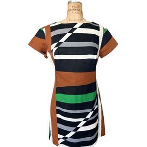 Derek Lam Geometric Color-Block Linen Dress Size 8